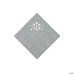 Silver Movie Night Personalized Napkins with Silver Foil – Beverage