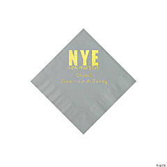 Silver New Year’s Eve Personalized Napkins with Gold Foil - Beverage