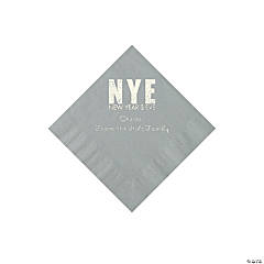 Silver New Year’s Eve Personalized Napkins with Silver Foil - Beverage