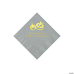 Silver Pumpkin Personalized Napkins with Gold Foil - Beverage