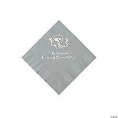Silver Skeleton Personalized Napkins with Silver Foil - Beverage