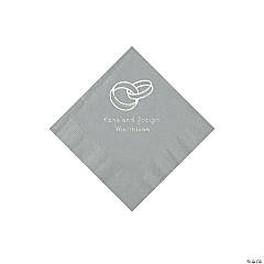 Silver Wedding Ring Personalized Napkins - 50 Pc. Beverage
