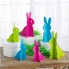 Slotted Wood Easter Bunny Tabletop Decorations - 6 Pc.