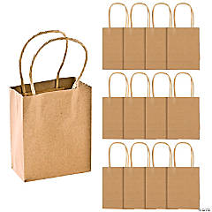 Creative Hobbies Small Kraft Paper Gift Handle Bags - Weddings, Favors, Goody Bags - Wholesale Pack of 13 Bags