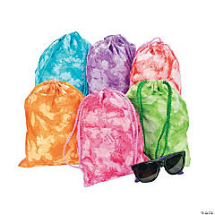 Small Tie-Dyed Drawstring Bags - 12 Pc.