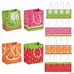 Small Tutti Frutti Paper Gift Bags - 12 Pc.