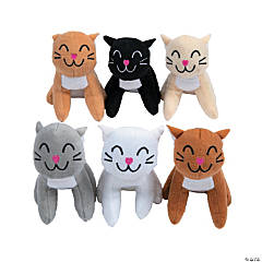 Smiling Stuffed Cats - 12 Pc.