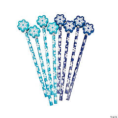 Snowflake Pencils with Eraser Topper - 12 Pc.