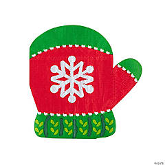 Snowman Party Mitten-Shaped Paper Luncheon Napkins - 16 Pc.