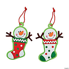 Snowman Stocking Christmas Ornament Craft Kit - Makes 12