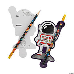 Solar System Pencils with Astronaut Valentine’s Day Card Handout for 24