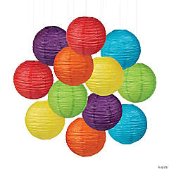 Solid Color Hanging Paper Lanterns - 12 Pc.