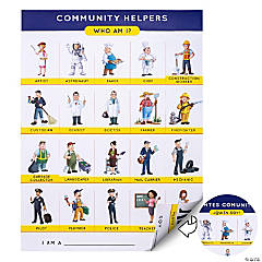 Spark Community Helpers Poster for Classroom 18 x 24 Laminated Double Sided English/Spanish Wall Chart