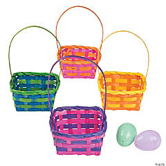 Square Multicolor Bamboo Easter Baskets - 12 Pc.