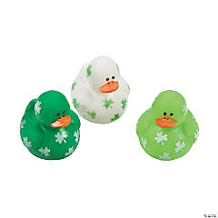 St. Patrick's Day Mini Shamrock Rubber Ducks - 24 Pc.