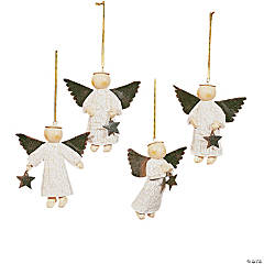 Star-Gathering Angel Christmas Ornaments - 12 Pc.
