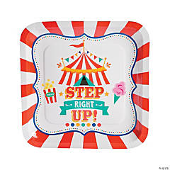 Step Right Up Carnival Party Square Paper Dinner Plates - 8 Ct.