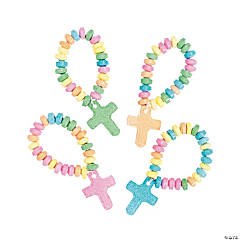 Stretchable Hard Candy Cross Bracelets - 12 Pc.