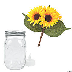 Sunflower & Mason Jar Centerpiece Kit for 12 Tables