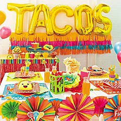  202 Piece Fiesta Party Decorations Set With Pre-Strung
