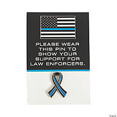 Thin Blue Line Awareness Pins with Card - 12 Pc.