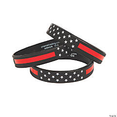 Thin Red Line Rubber Bracelets - 12 Pc.