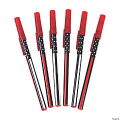Thin Red Line Stick Pens - 12 Pc.