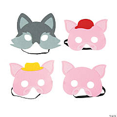 Three Little Pigs & Big Bad Wolf Masks - 4 Pc.