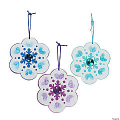 Thumbprint Snowflake Christmas Ornament Craft Kit - Makes 12 - Less Than Perfect