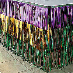 Tiered Mardi Gras Metallic Fringe Plastic Table Skirt