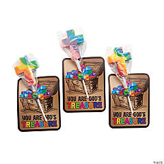 Treasure Hunt VBS Cross-Shaped Swirl Lollipops with Card - 12 Pc.