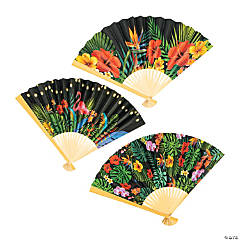 Tropical Nights Folding Hand Fans - 12 Pc.