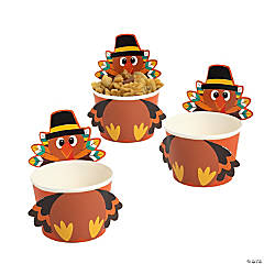 Turkey-Shaped Disposable Paper Snack Cups - 12 Pc.