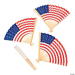 USA Flag Folding Hand Fans - 12 Pc.