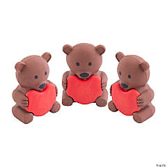 Valentine Bear with Heart Erasers - 24 Pc.