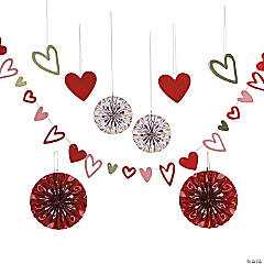 Valentines Day Decorations Heart Decor, 27 Pcs Red Silver Pink