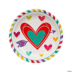 Valentines Day Key To Your Heart Patterned Paper Party Plates x 8 