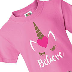 Valentine’s Day Unicorn Believe Youth T-Shirt - Extra Small