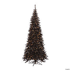 Vickerman 9' Black Fir Christmas Garland with Orange LED Lights