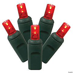 Vickerman 70 Red Twinkle Wide Angle LED Single Mold light on Green Wire, 35' Light Strand