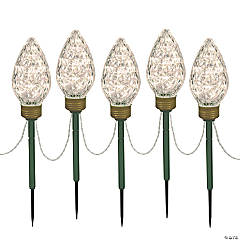 Vickerman Outdoor LED Faceted Christmas Bulb Lawn Stake Lights Set