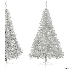VidaXL 6' Silver PVC/Steel Artificial Half Christmas Tree with Stand