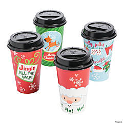 Christmas Plastic Cups 50 Pack Disposable 12 oz Bulk Humorous & Santa Cups - Christmas Disposable Plastic Cups for Party, Xmas Party Supplies by 4EU