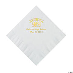 White Class of 2020 Personalized Napkins with Gold Foil - Luncheon
