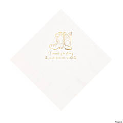 White Cowboy Boots Personalized Napkins with Gold Foil - Luncheon
