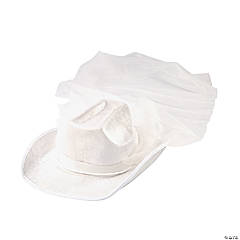 White Cowgirl Hat with Veil