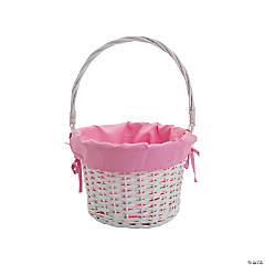 White Easter Basket with Pink Liner