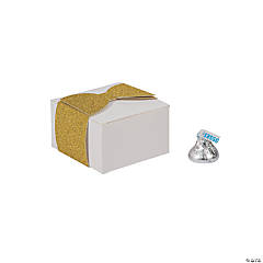 White Favor Boxes with a Glitter Bow Closure - 24 Pc.