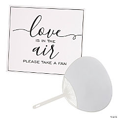 White Hand Fans with Tabletop Sign
