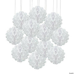 White Hanging Honeycomb Tissue Paper Balls